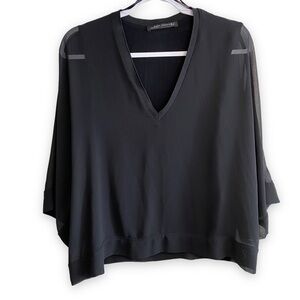Zara - Black Chiffon Layered Blouse - Size Small